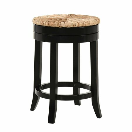 CAROLINA CHAIR & TABLE 24 in. Irving Swivel Rush Seat Counter Stool Antique Black 1924R-AB